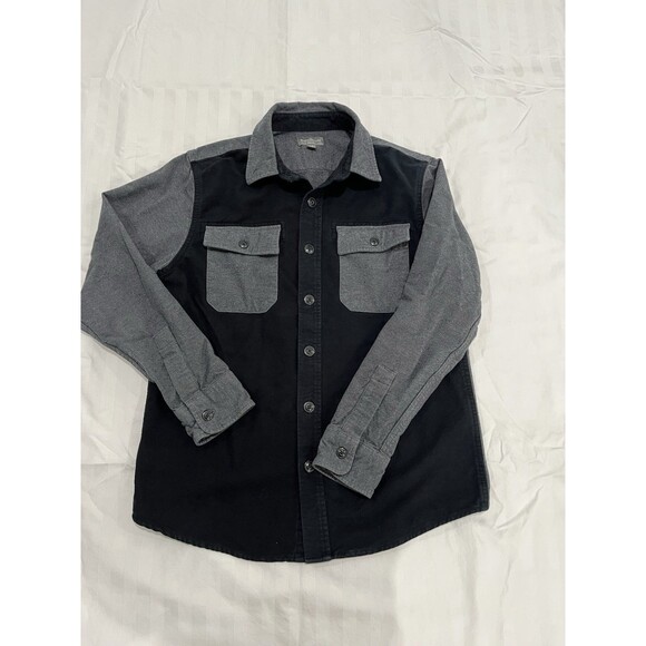 LL Bean Men’s Signature Chamois Button Down Shirt Size Medium Slim Black Gray - Picture 1 of 9